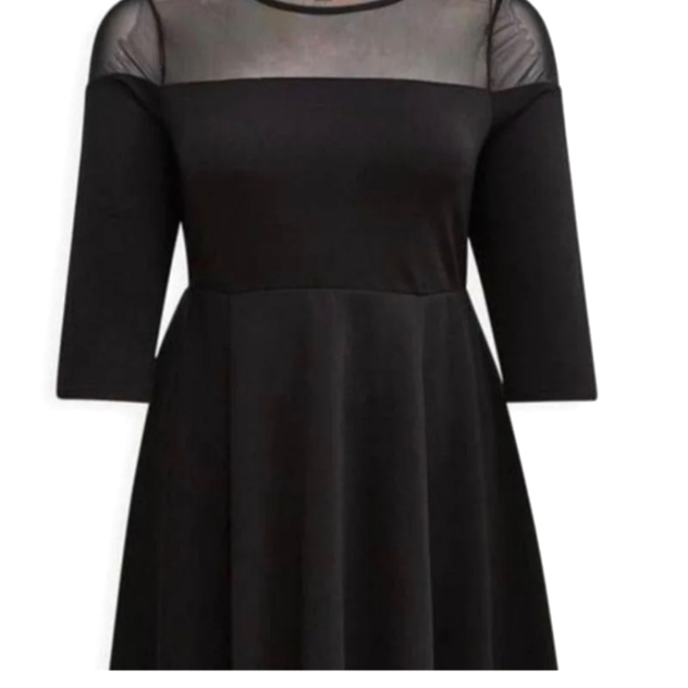 Torrid skater dress black mesh arms size 4 (24-26). NWT